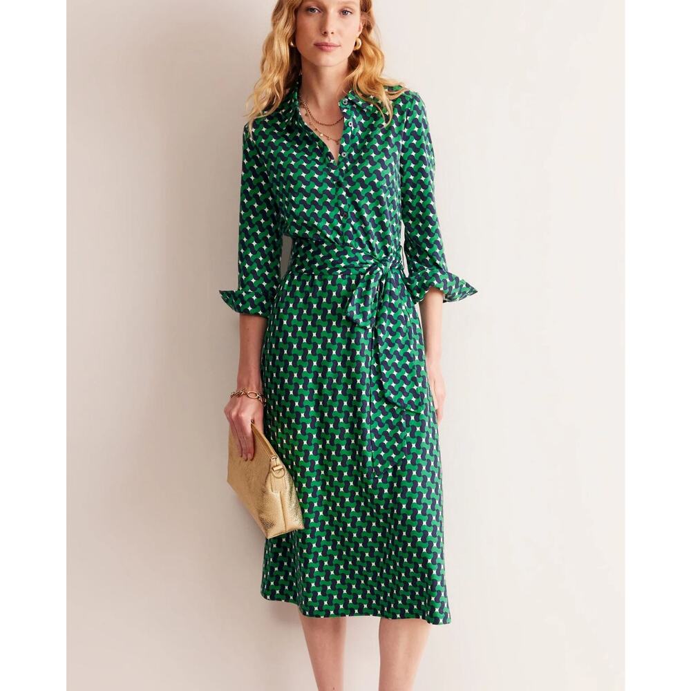 Boden Green Patterned Midi Dress - Picture 11 of 11